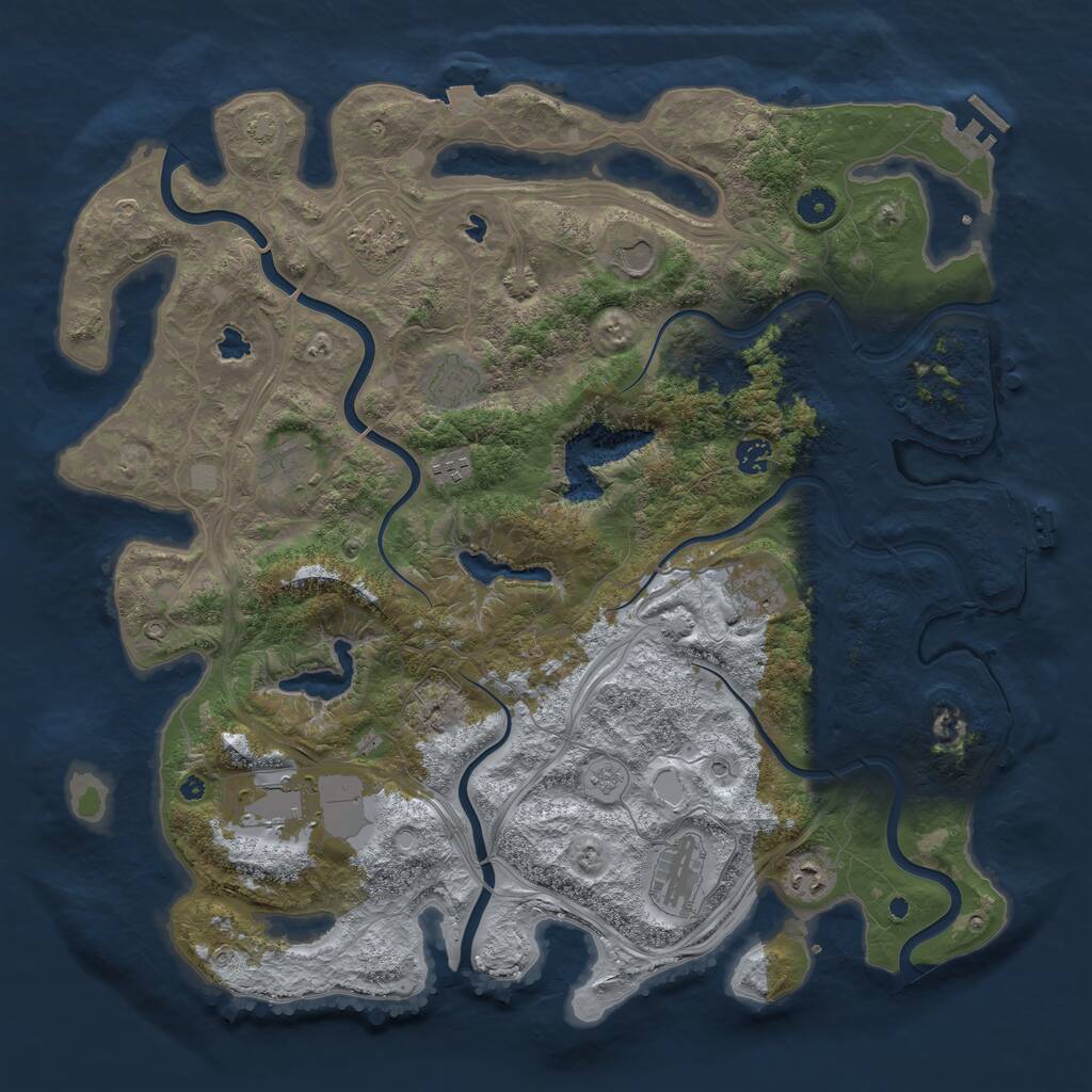 Rust Map: Procedural Map, Size: 4500, Seed: 559981, 16 Monuments