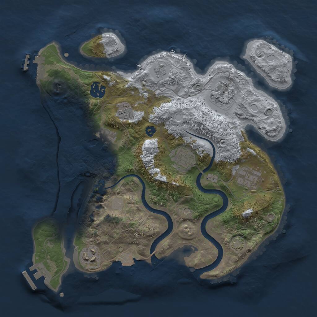 Rust Map: Procedural Map, Size: 3000, Seed: 693258879, 13 Monuments