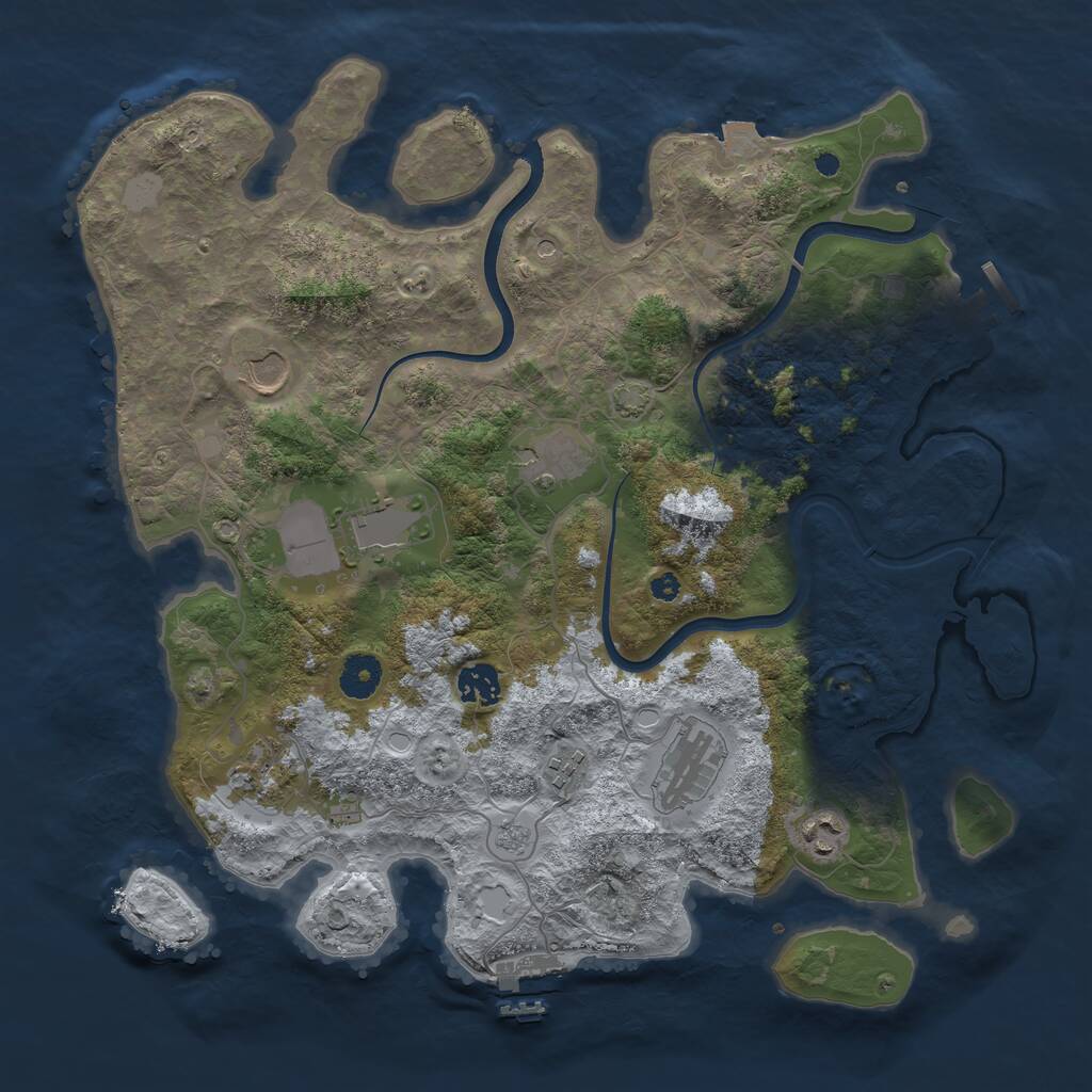Rust Map: Procedural Map, Size: 3800, Seed: 9487341, 14 Monuments