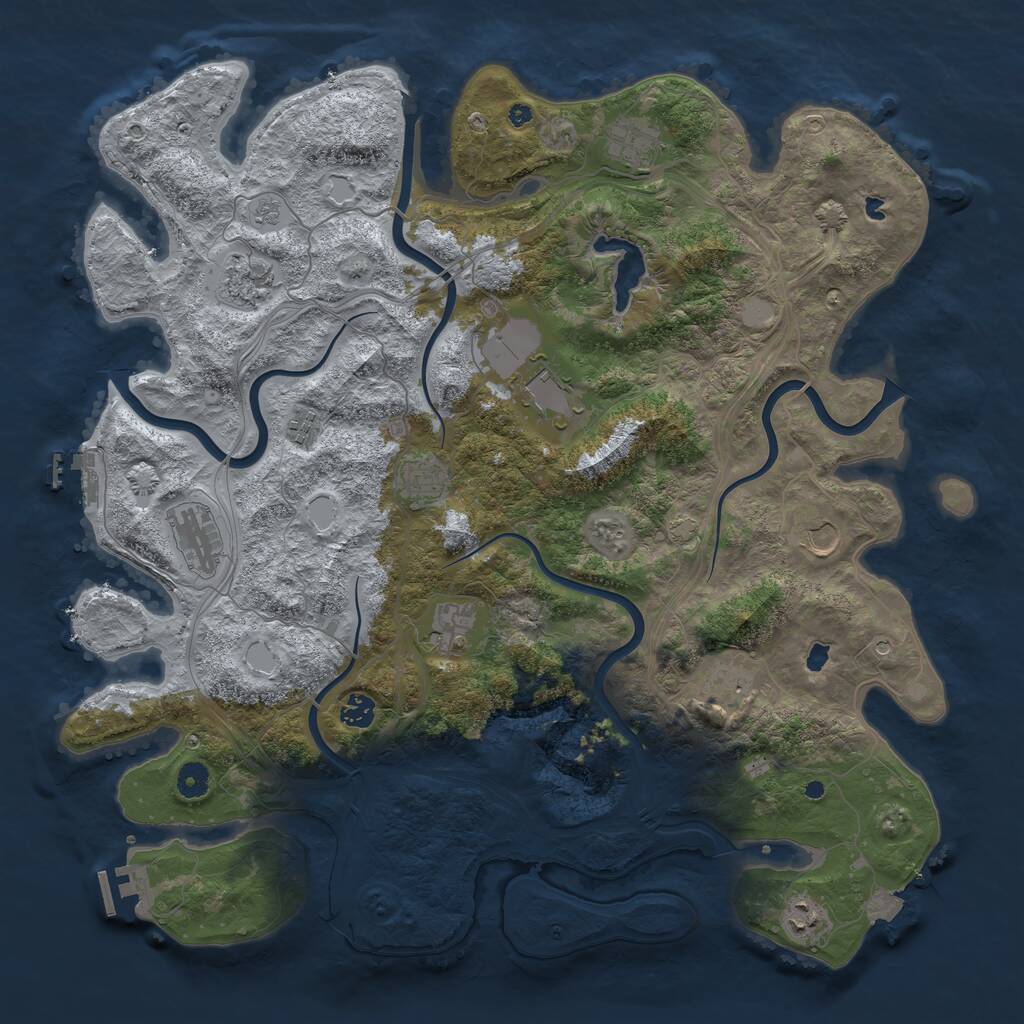 Rust Map: Procedural Map, Size: 4500, Seed: 105180729, 17 Monuments