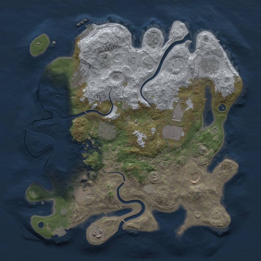 Rust Map: Procedural Map, Size: 3500, Seed: 6838, 13 Monuments