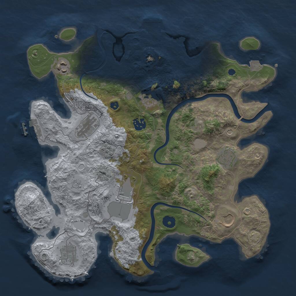 Rust Map: Procedural Map, Size: 3500, Seed: 234992292, 15 Monuments