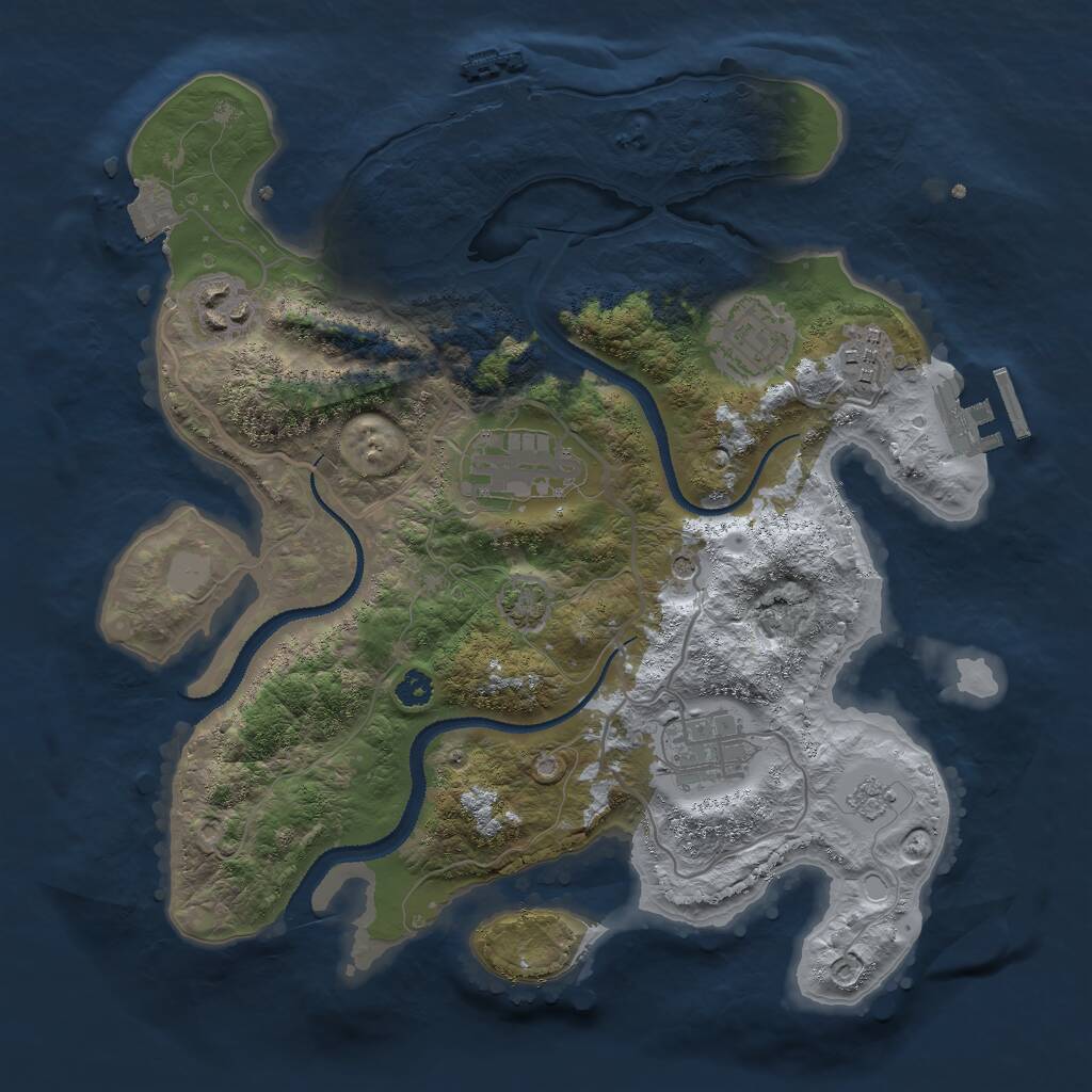 Rust Map: Procedural Map, Size: 3000, Seed: 2009245711, 11 Monuments