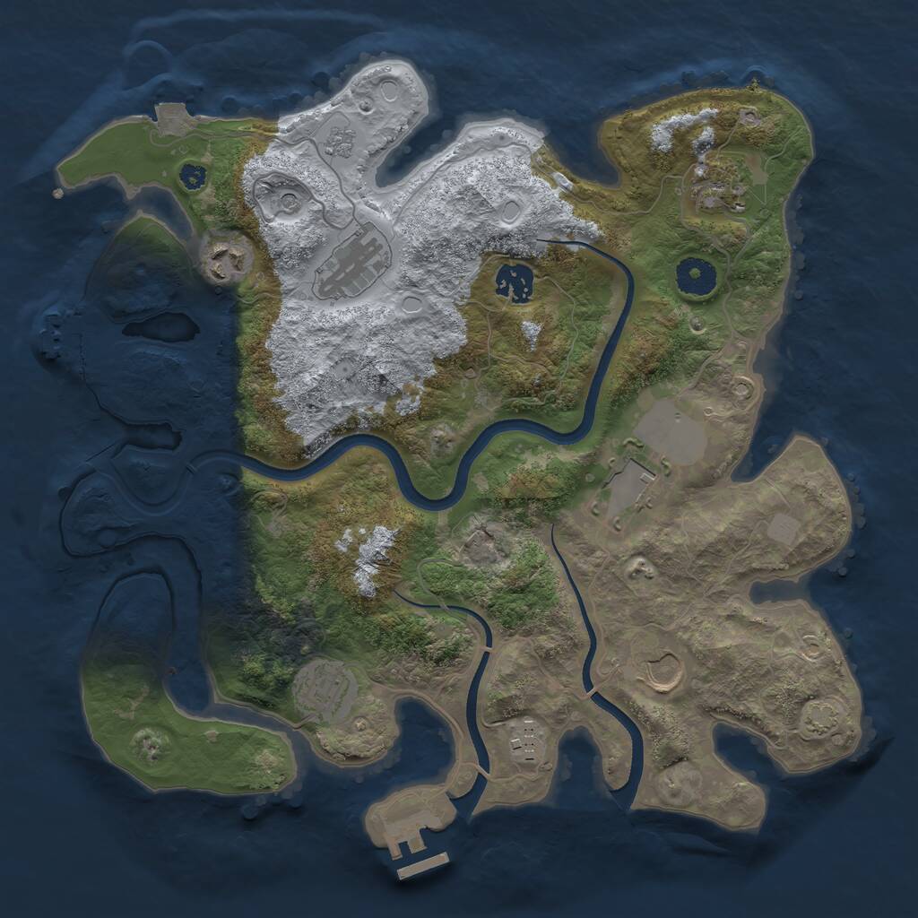 Rust Map: Procedural Map, Size: 3500, Seed: 1075607710, 14 Monuments