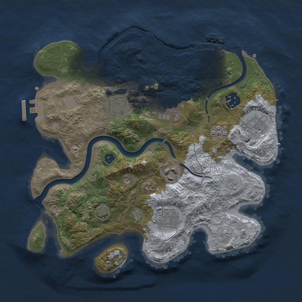 Rust Map: Procedural Map, Size: 3000, Seed: 124247403, 13 Monuments
