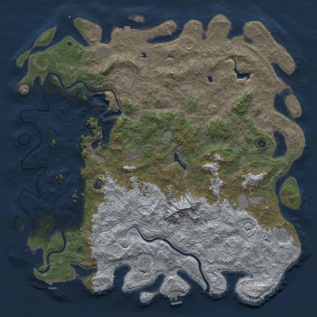 Rust Map: Procedural Map, Size: 6000, Seed: 1176038266, 17 Monuments