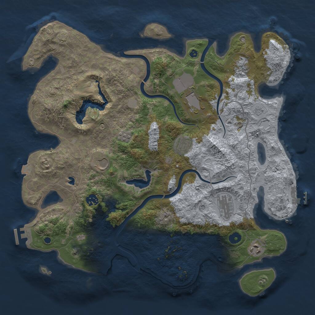 Rust Map: Procedural Map, Size: 4000, Seed: 344556, 14 Monuments