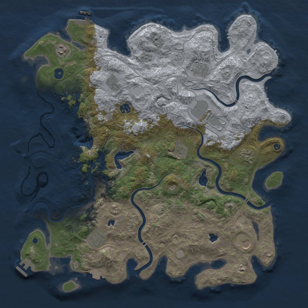 Rust Map: Procedural Map, Size: 4500, Seed: 1195941754, 16 Monuments