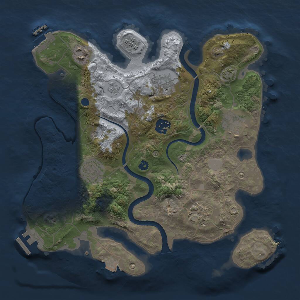 Rust Map: Procedural Map, Size: 3000, Seed: 124720684, 13 Monuments