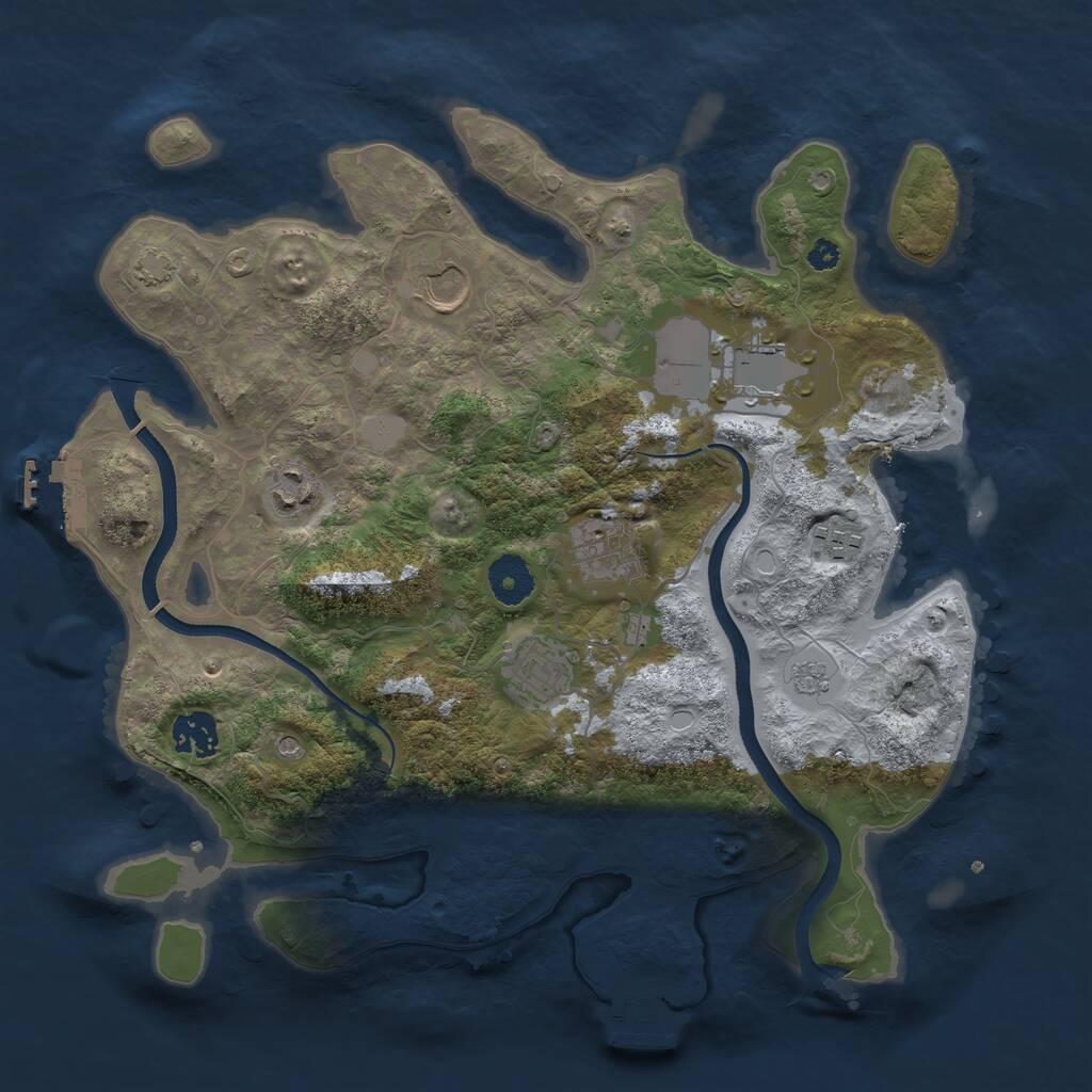 Rust Map: Procedural Map, Size: 3500, Seed: 39691372, 13 Monuments