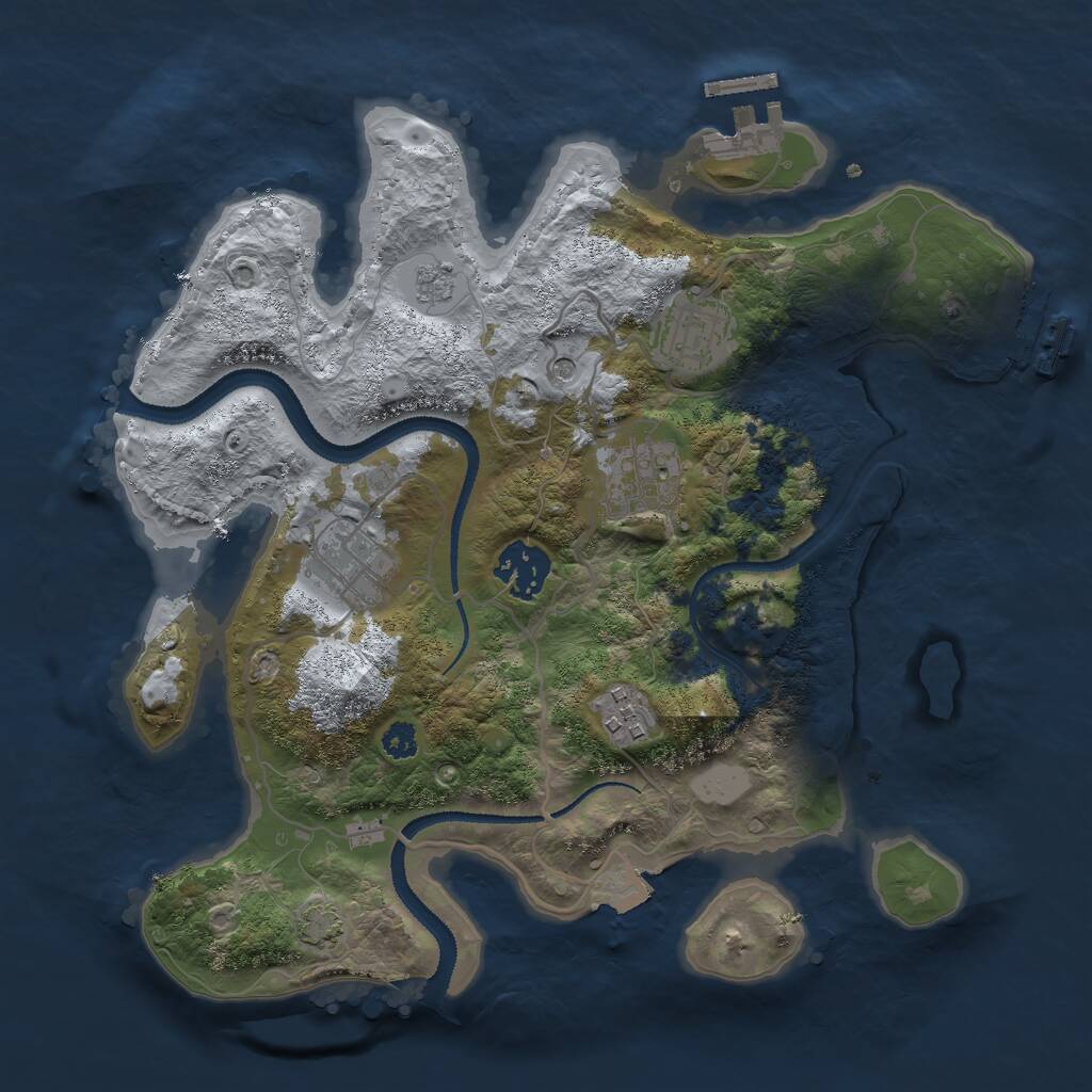 Rust Map: Procedural Map, Size: 3000, Seed: 1992843369, 11 Monuments