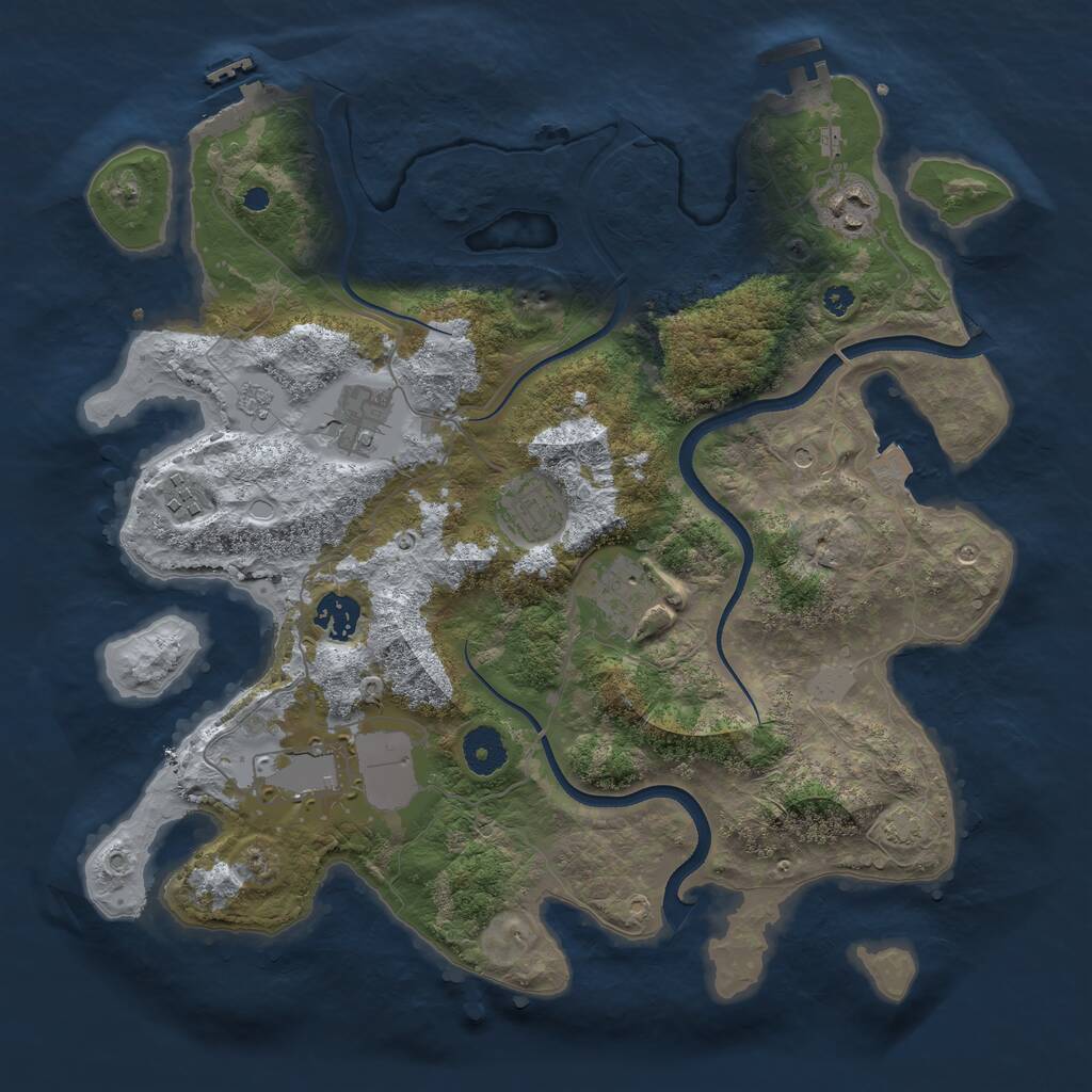 Rust Map: Procedural Map, Size: 3600, Seed: 32134, 13 Monuments