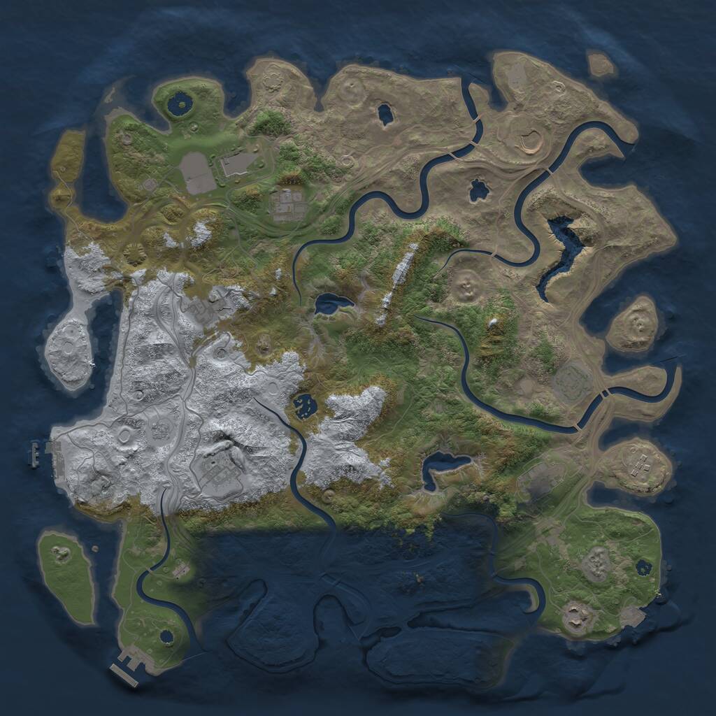 Rust Map: Procedural Map, Size: 4500, Seed: 832842080, 16 Monuments