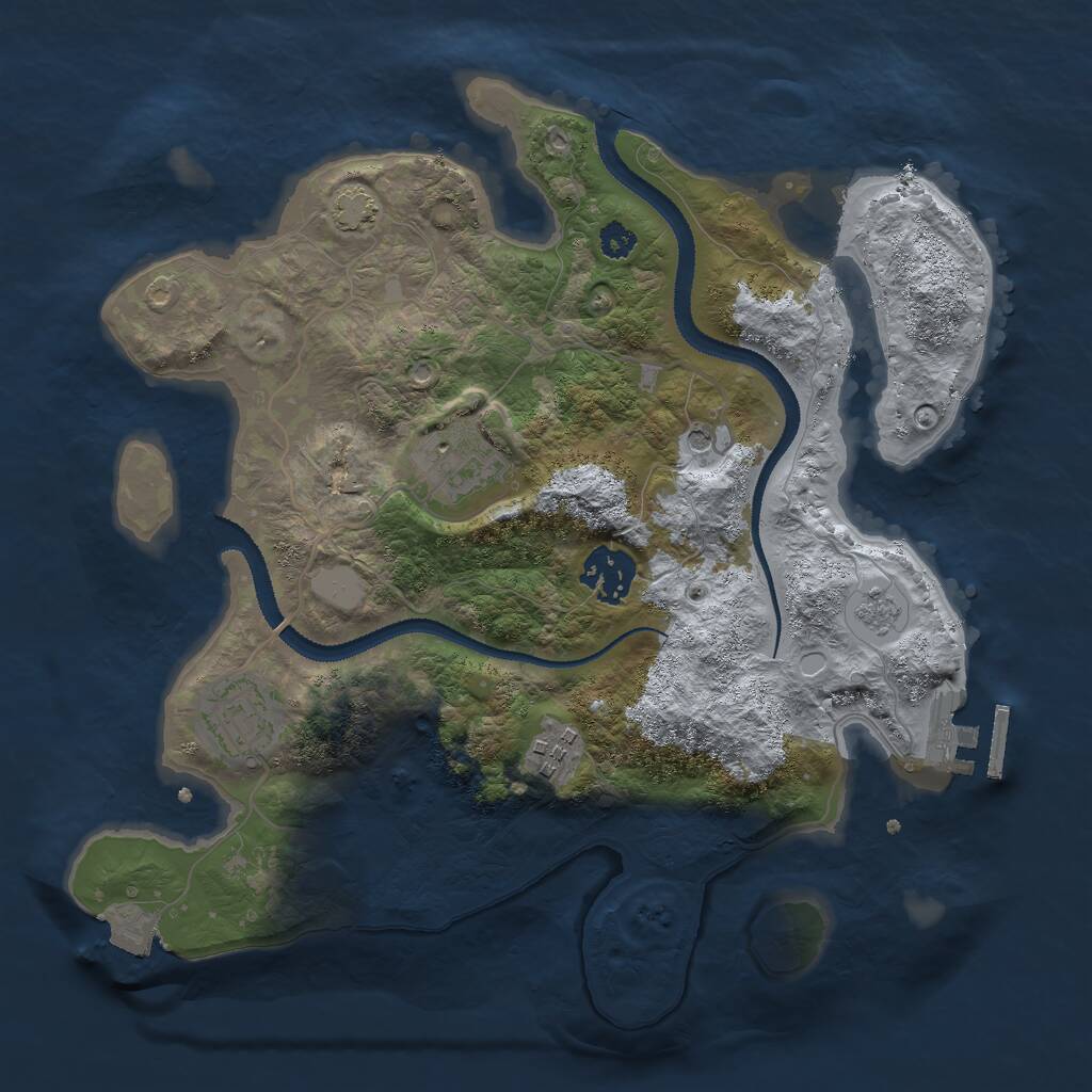 Rust Map: Procedural Map, Size: 3000, Seed: 1377045459, 9 Monuments