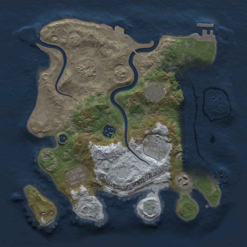 Rust Map: Procedural Map, Size: 3000, Seed: 2070531166, 12 Monuments