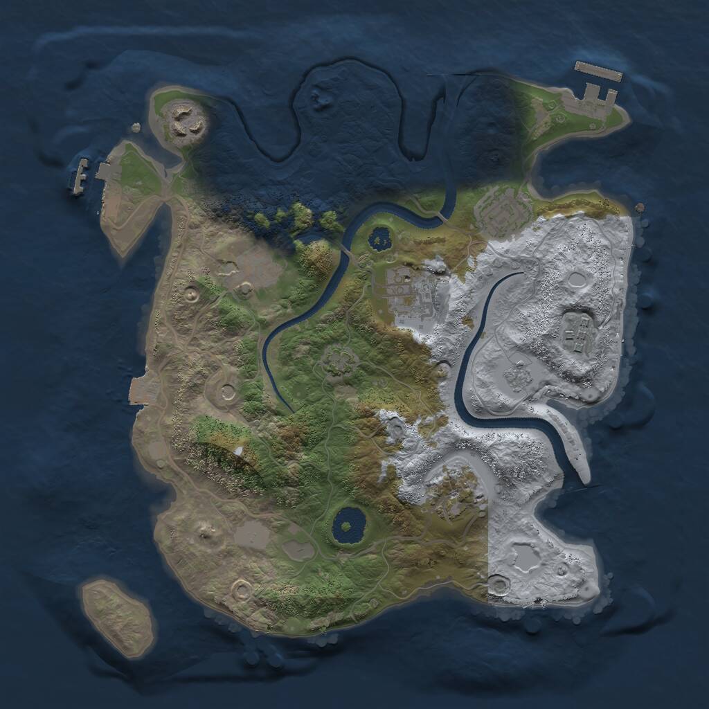Rust Map: Procedural Map, Size: 3000, Seed: 1877527643, 12 Monuments