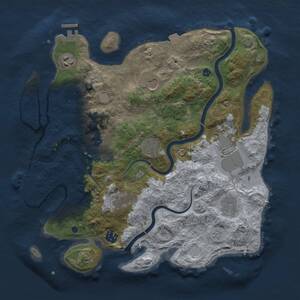 Thumbnail Rust Map: Procedural Map, Size: 3700, Seed: 2126983861, 15 Monuments