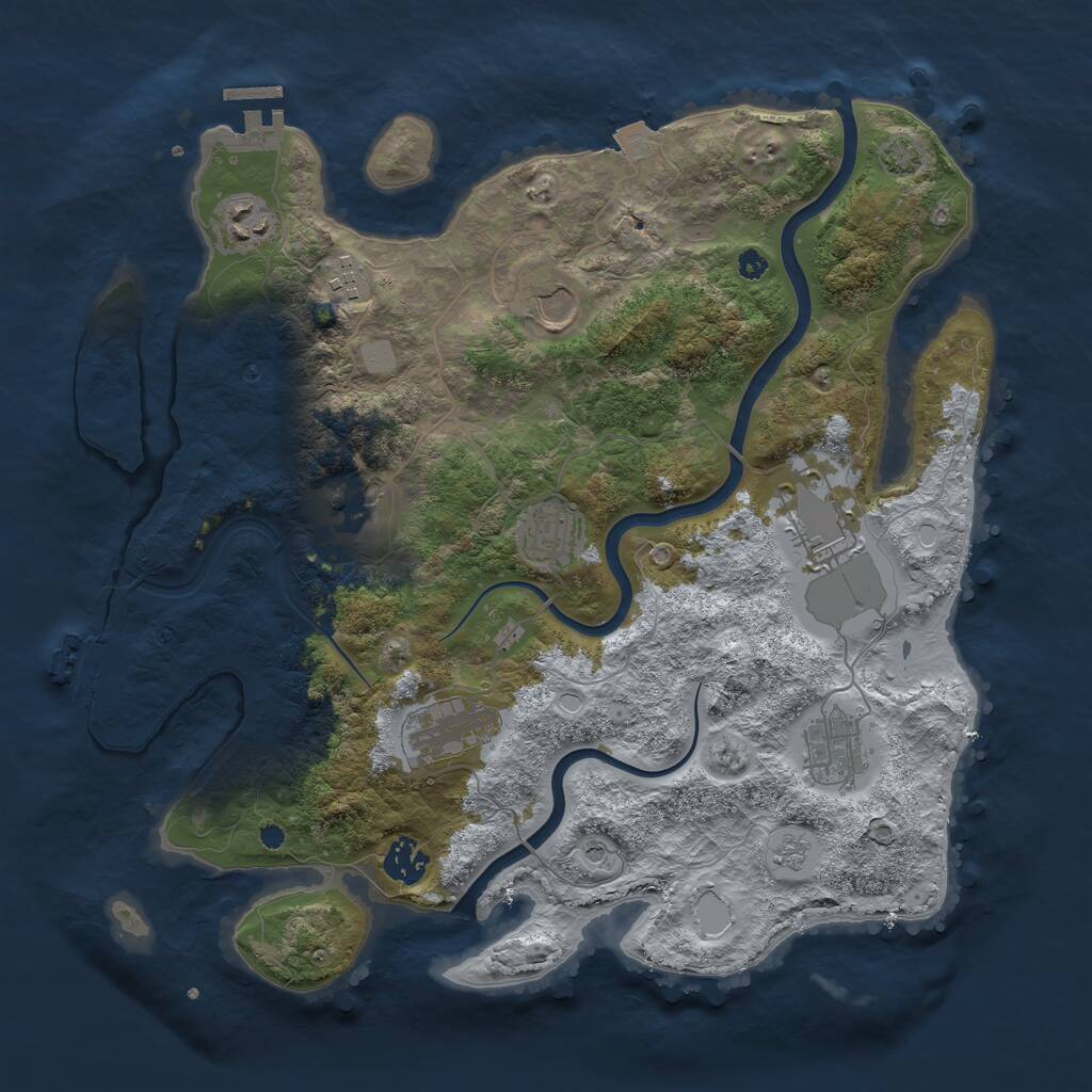 Rust Map: Procedural Map, Size: 3700, Seed: 2126983861, 15 Monuments