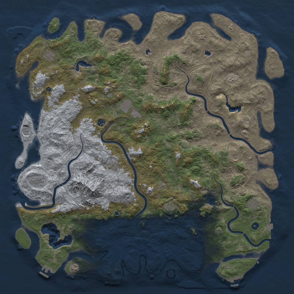 Rust Map: Procedural Map, Size: 6000, Seed: 832, 17 Monuments
