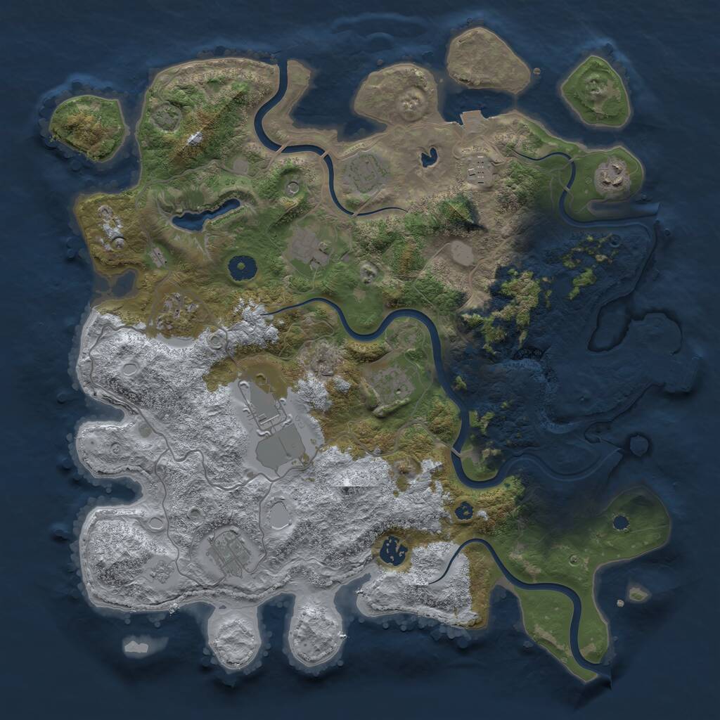 Rust Map: Procedural Map, Size: 4000, Seed: 828919920, 14 Monuments