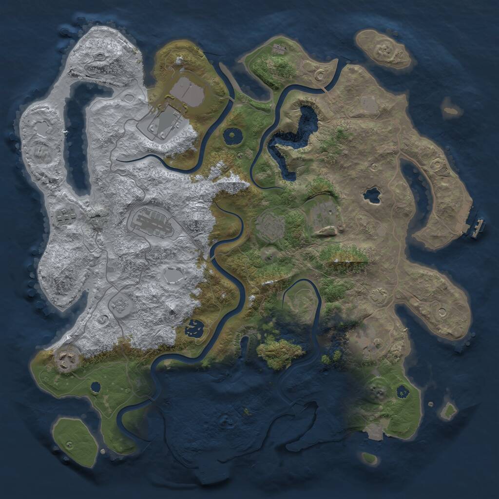 Rust Map: Procedural Map, Size: 4000, Seed: 45634636, 14 Monuments