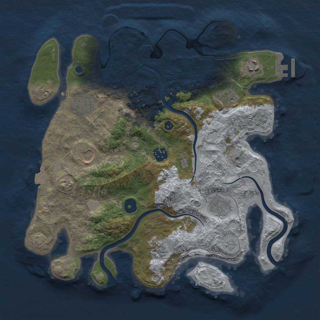 Rust Map: Procedural Map, Size: 3500, Seed: 1390094509, 13 Monuments