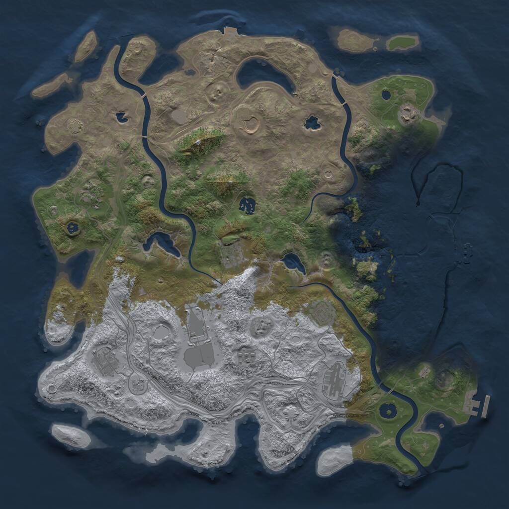 Rust Map: Procedural Map, Size: 4500, Seed: 536153214, 16 Monuments