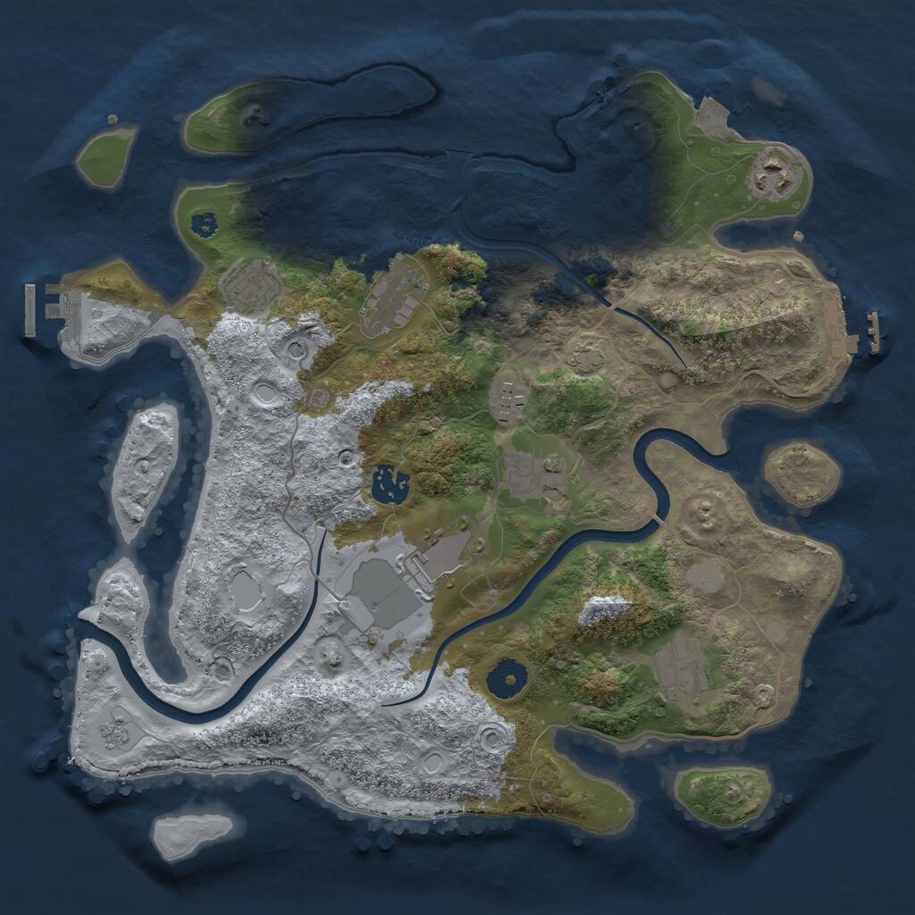 Rust Map: Procedural Map, Size: 3500, Seed: 1911553142, 14 Monuments