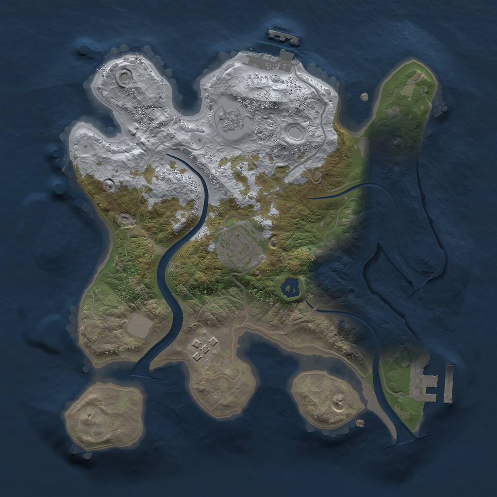Rust Map: Procedural Map, Size: 2500, Seed: 1081914279, 6 Monuments