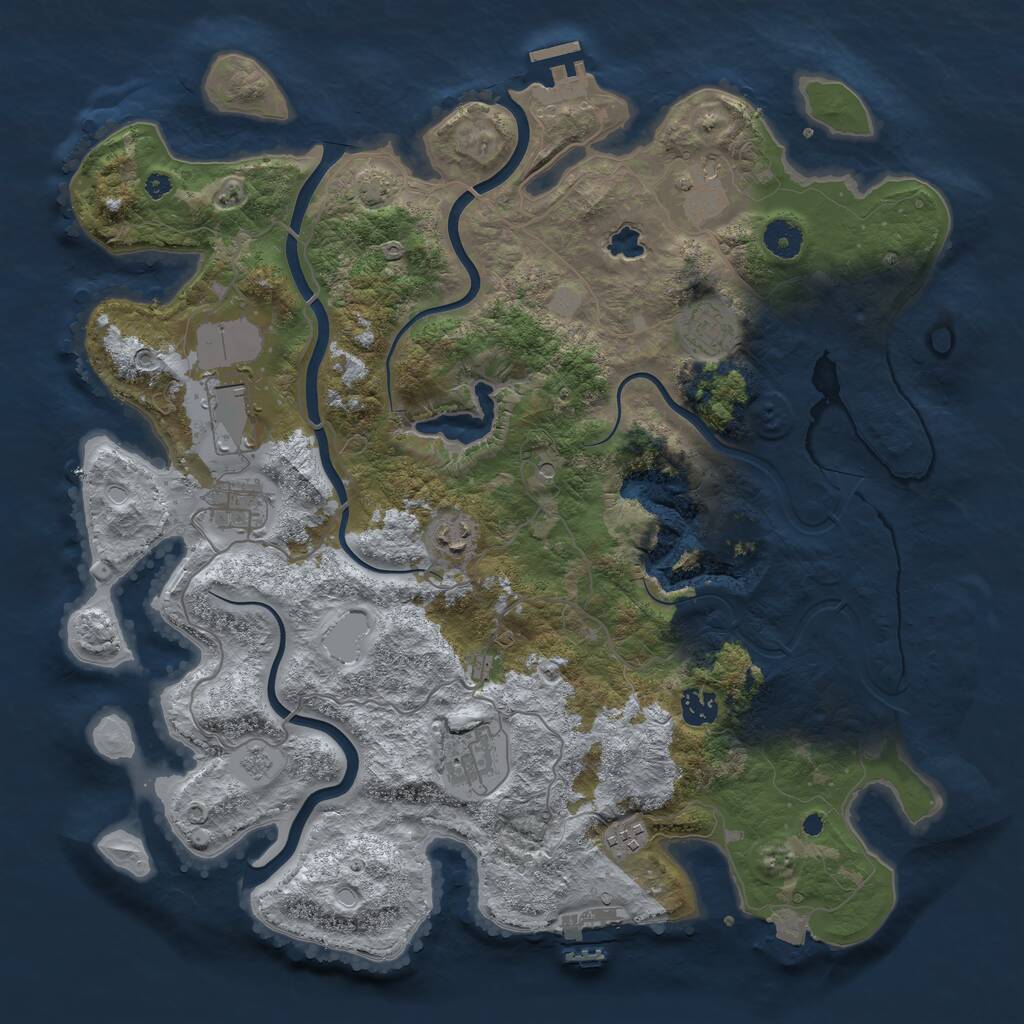 Rust Map: Procedural Map, Size: 4050, Seed: 897204217, 14 Monuments