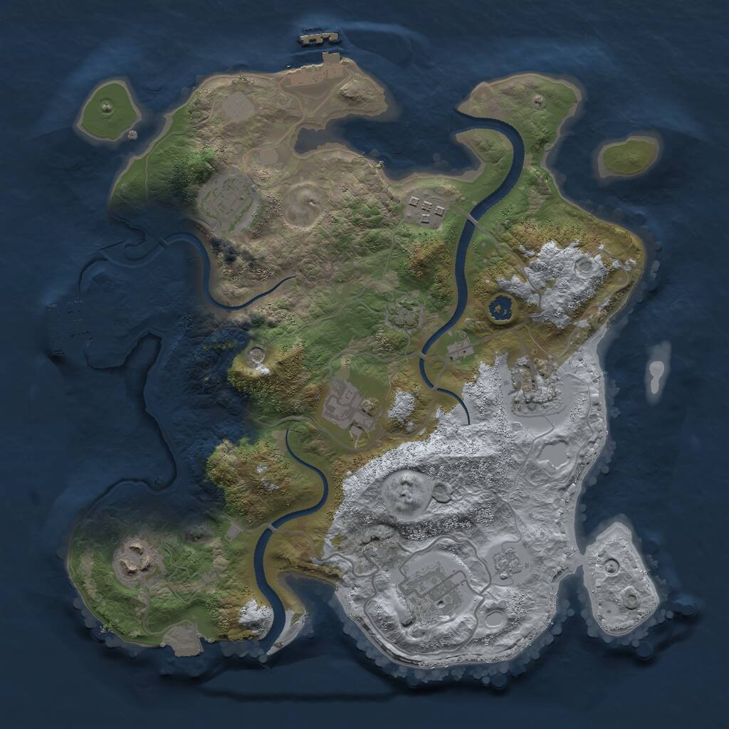Rust Map: Procedural Map, Size: 3000, Seed: 2076, 12 Monuments