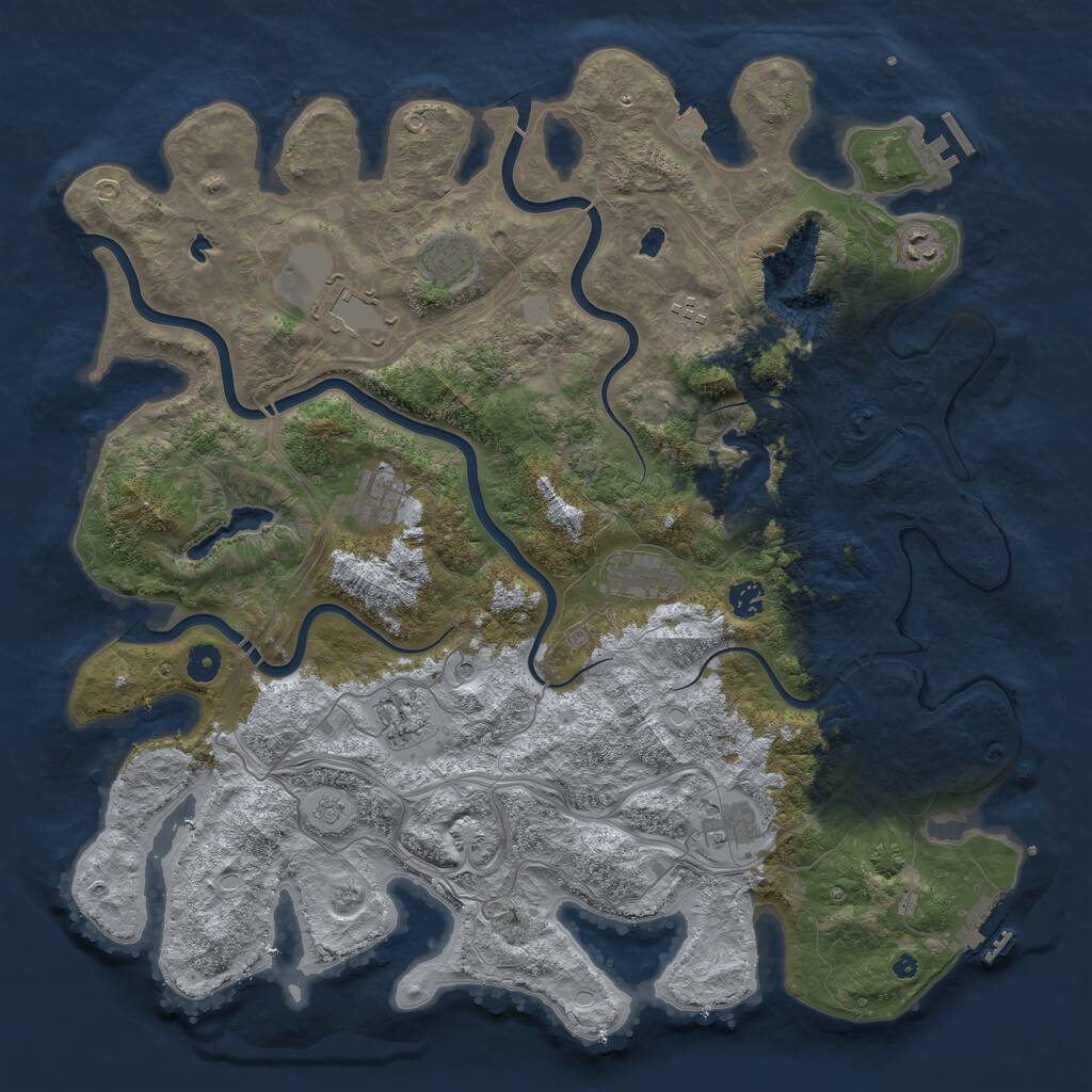 Rust Map: Procedural Map, Size: 4500, Seed: 887384521, 15 Monuments