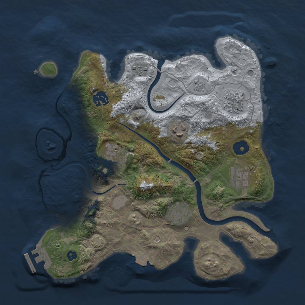 Rust Map: Procedural Map, Size: 3000, Seed: 38947, 12 Monuments