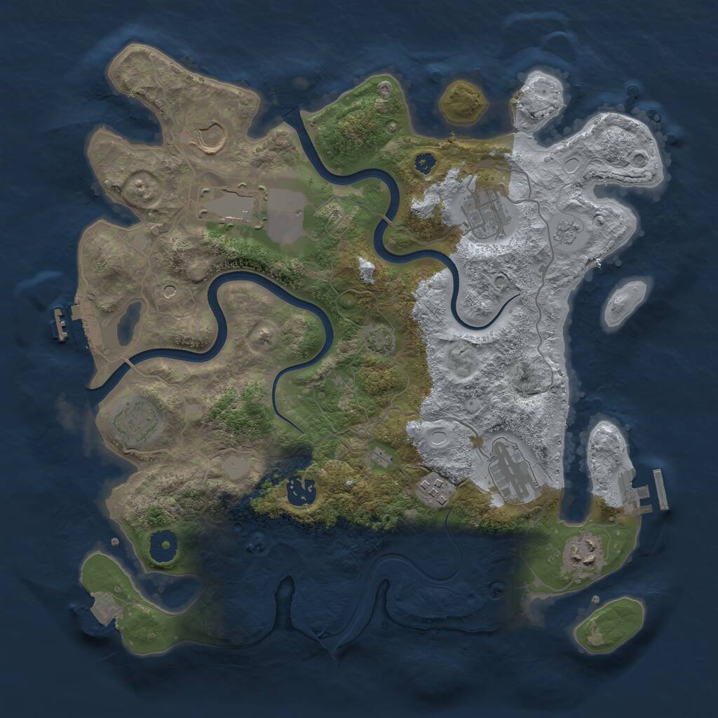 Rust Map: Procedural Map, Size: 3500, Seed: 1668, 14 Monuments