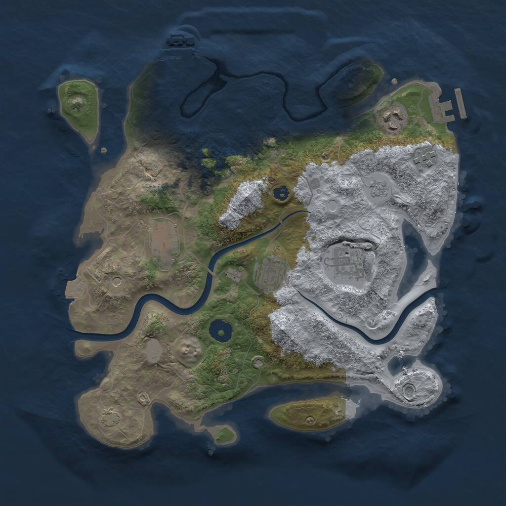 Rust Map: Procedural Map, Size: 3300, Seed: 85659, 11 Monuments