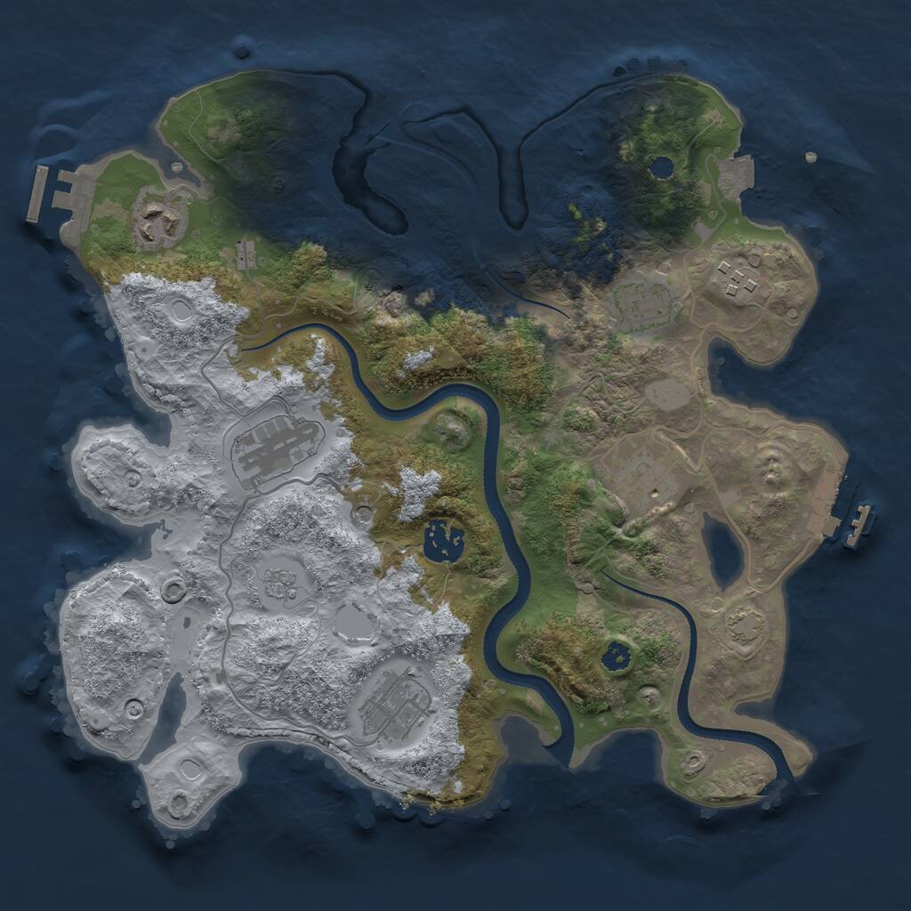 Rust Map: Procedural Map, Size: 3200, Seed: 3121, 13 Monuments