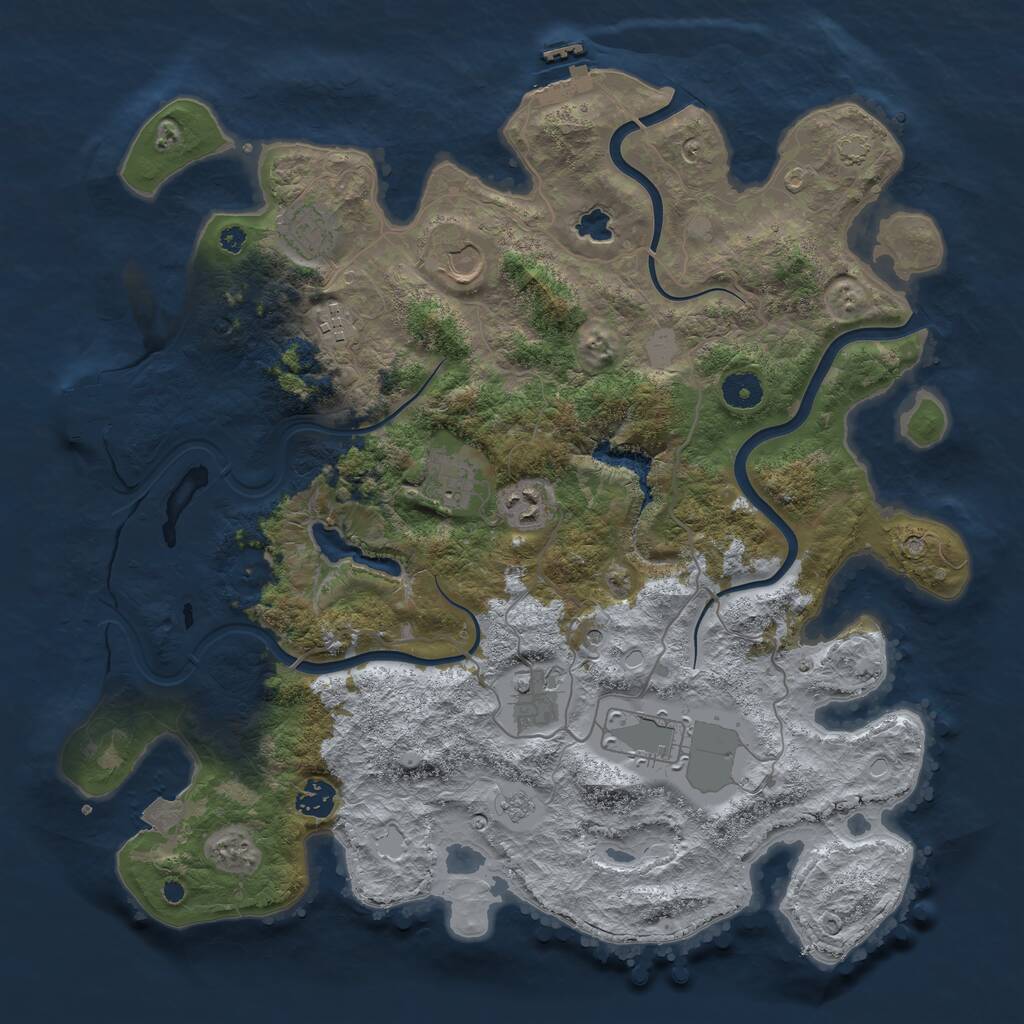 Rust Map: Procedural Map, Size: 4000, Seed: 45735, 14 Monuments