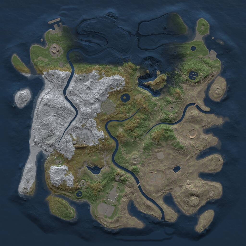 Rust Map: Procedural Map, Size: 4000, Seed: 492387, 14 Monuments