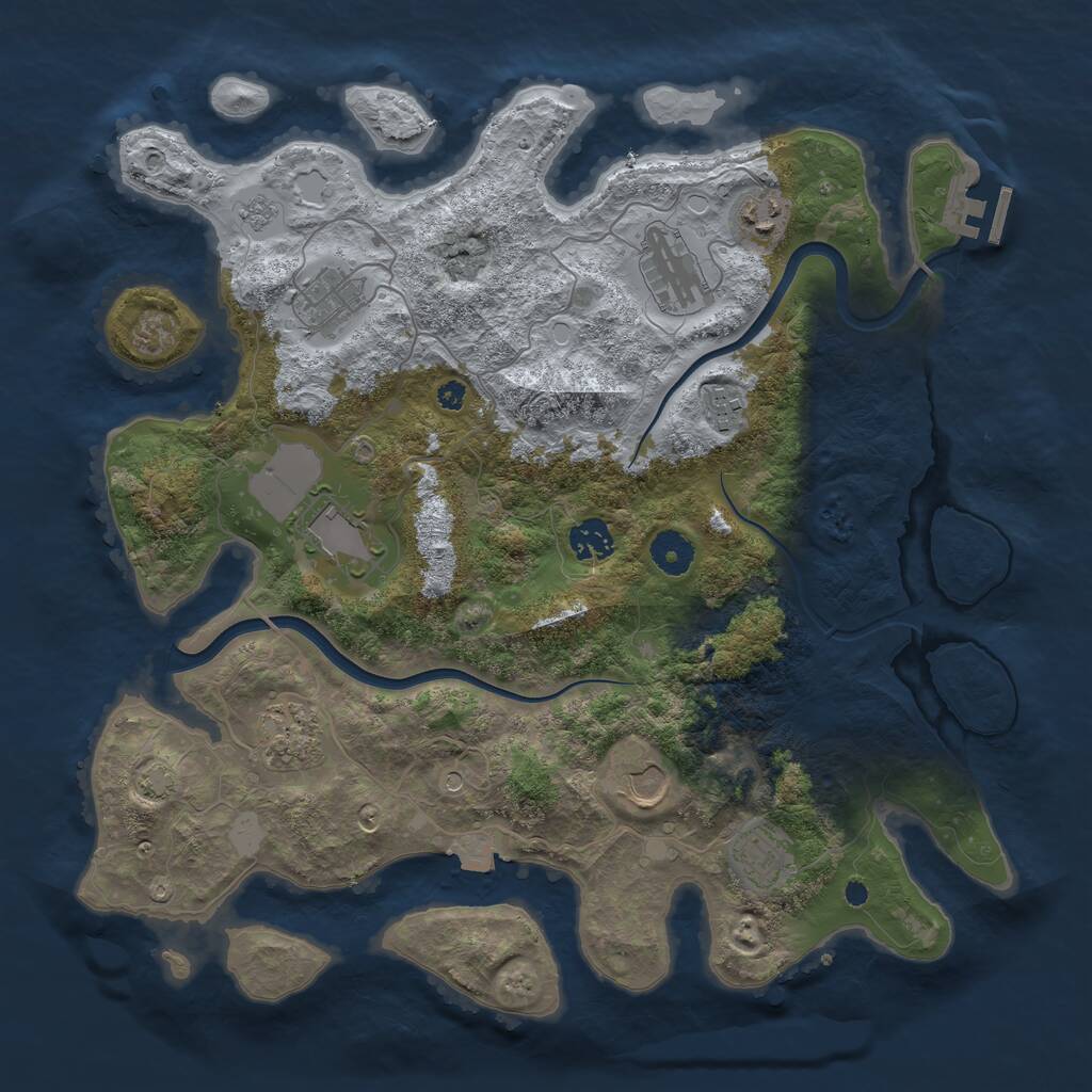 Rust Map: Procedural Map, Size: 3800, Seed: 210672098, 14 Monuments