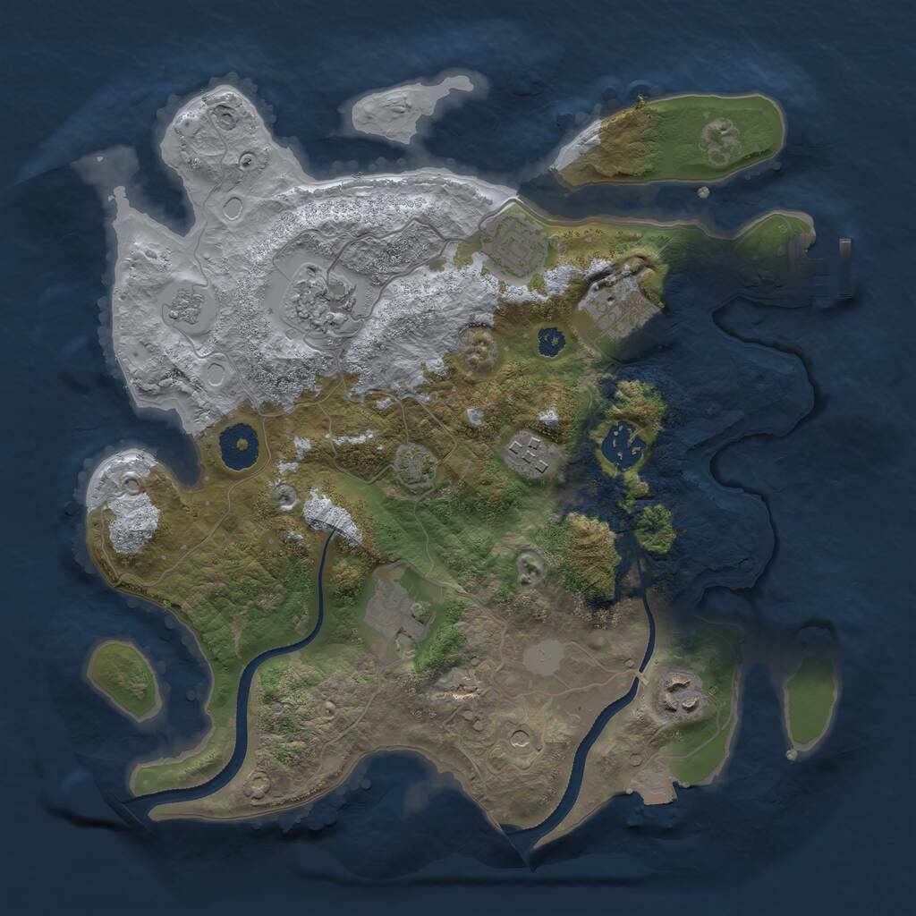 Rust Map: Procedural Map, Size: 3200, Seed: 435416241, 12 Monuments