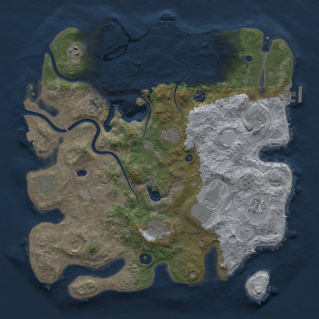 Rust Map: Procedural Map, Size: 4000, Seed: 1028083273, 16 Monuments