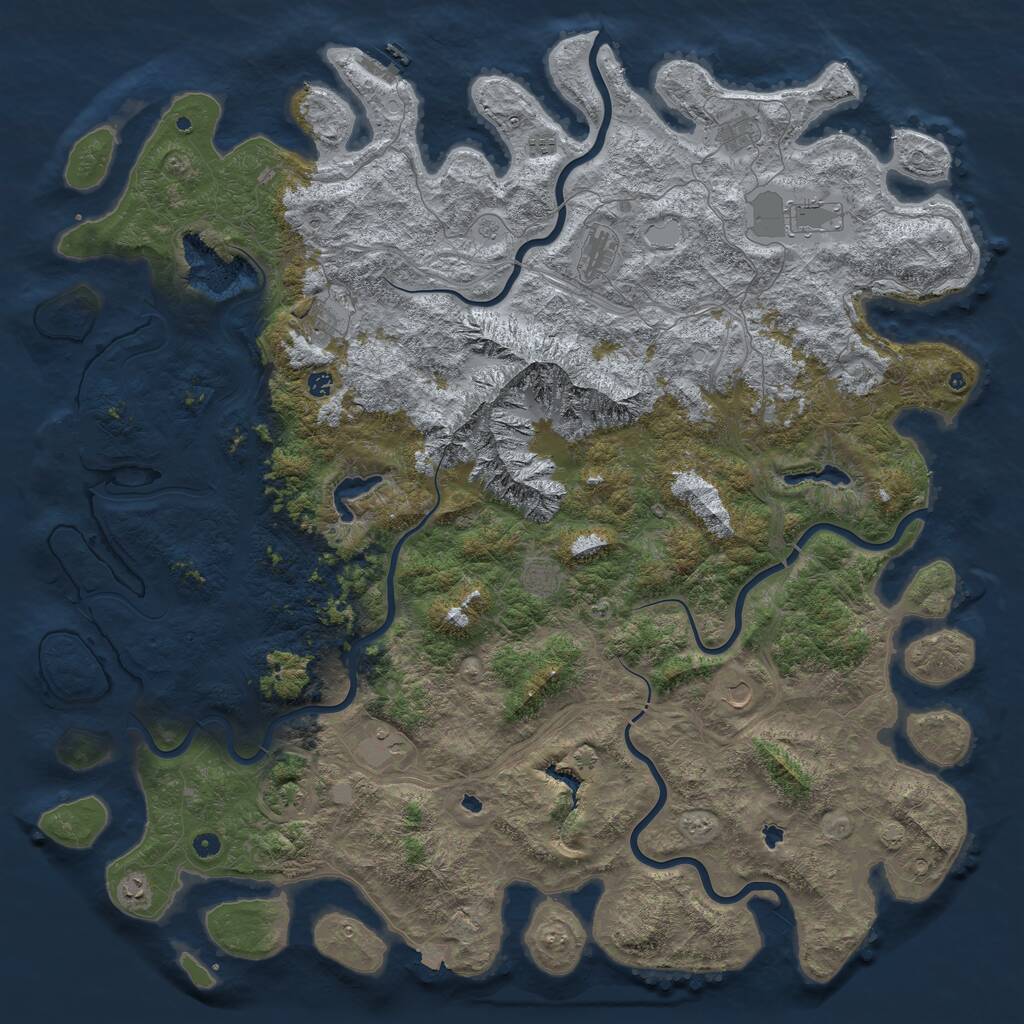 Rust Map: Procedural Map, Size: 6000, Seed: 608791113, 17 Monuments