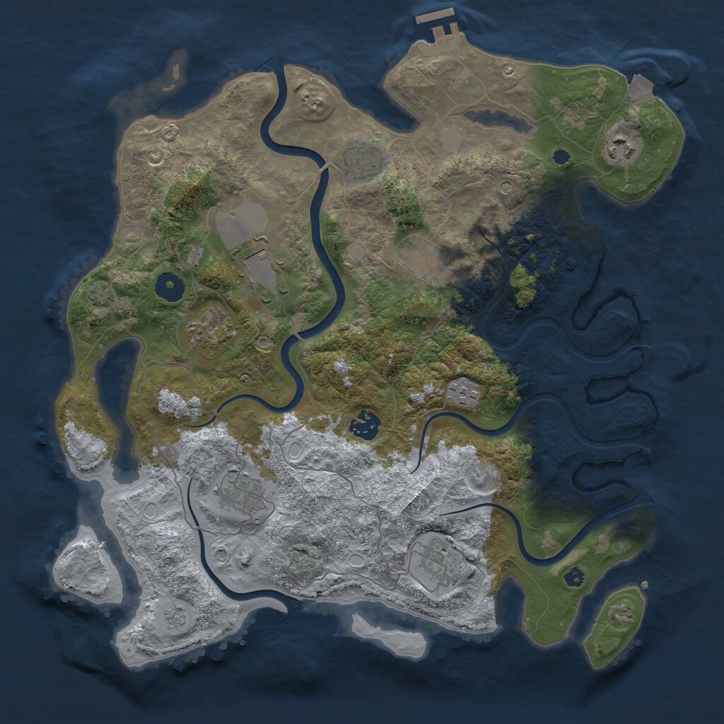 Rust Map: Procedural Map, Size: 3750, Seed: 1081387352, 14 Monuments