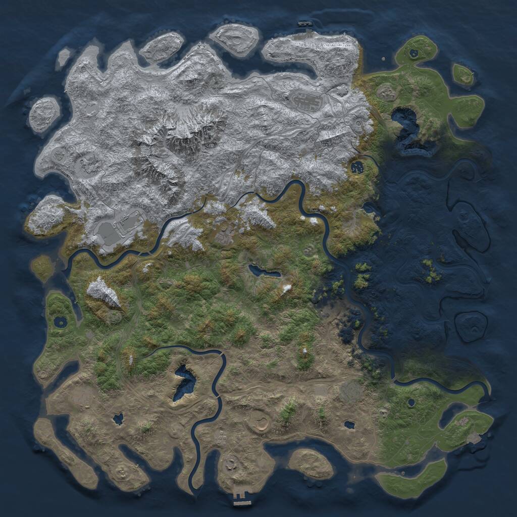 Rust Map: Procedural Map, Size: 6000, Seed: 1816433933, 17 Monuments