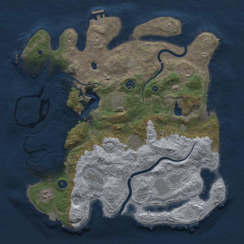Rust Map: Procedural Map, Size: 4000, Seed: 2067455641, 14 Monuments