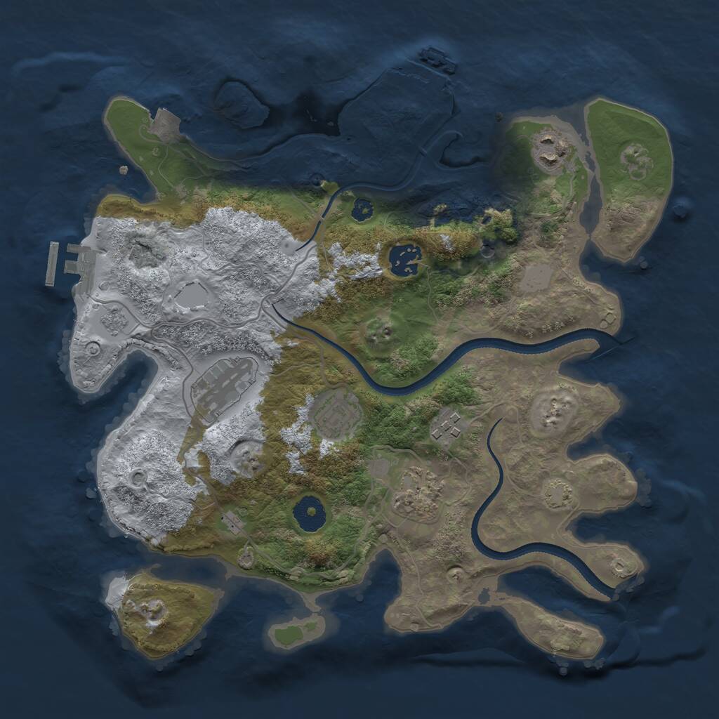 Rust Map: Procedural Map, Size: 3250, Seed: 1799824013, 12 Monuments