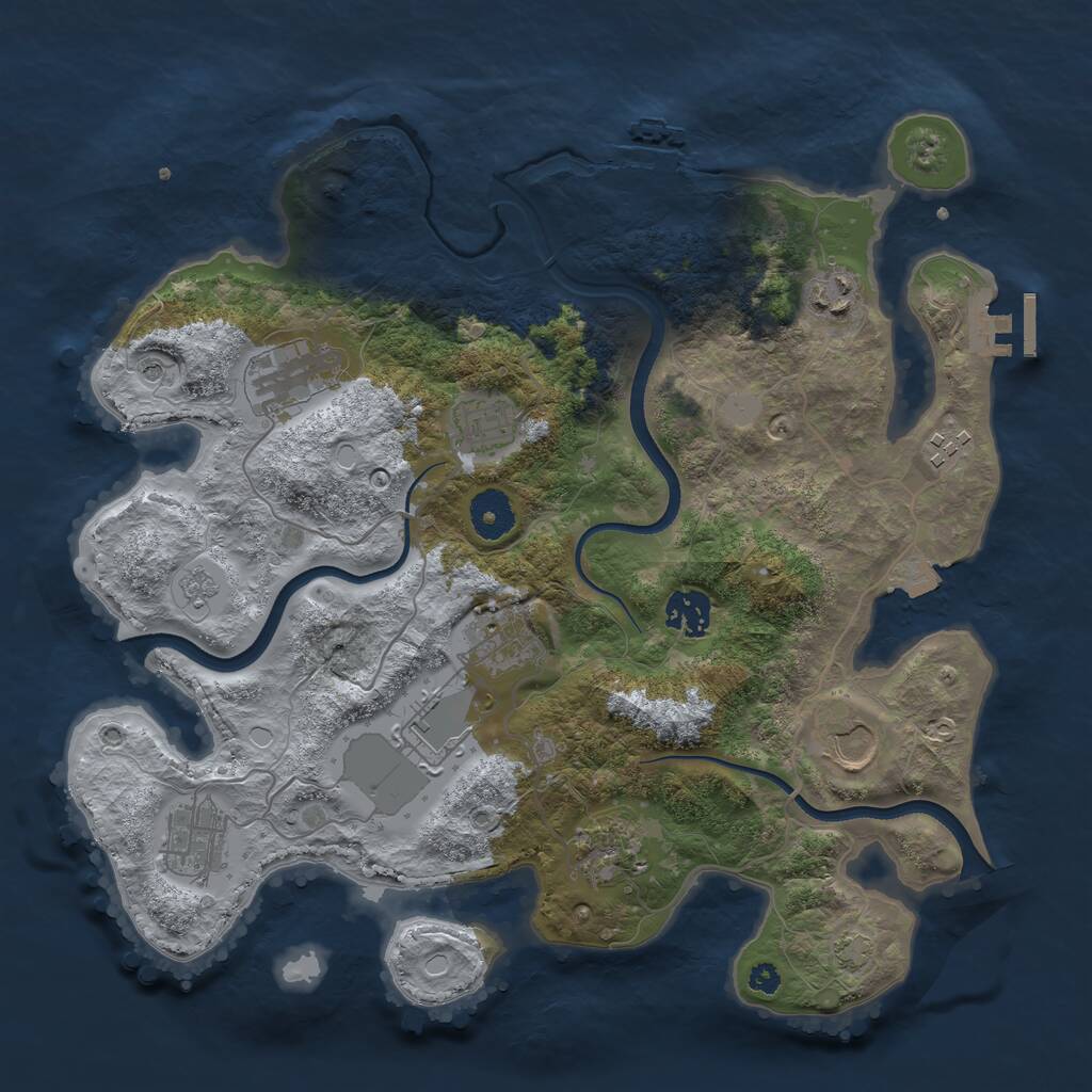 Rust Map: Procedural Map, Size: 3500, Seed: 1336022637, 16 Monuments