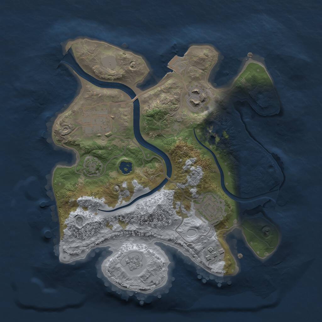 Rust Map: Procedural Map, Size: 2500, Seed: 344477906, 7 Monuments