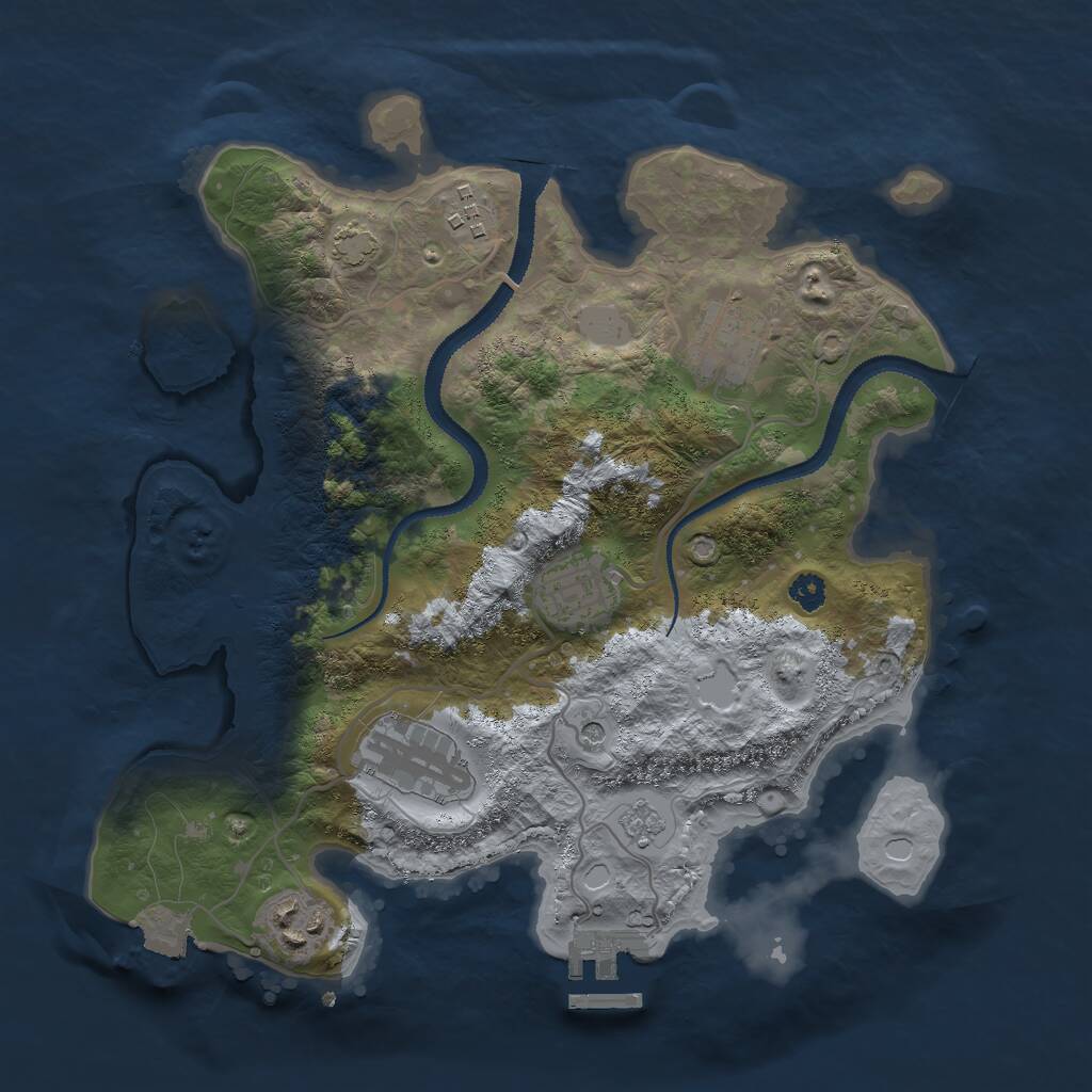 Rust Map: Procedural Map, Size: 3000, Seed: 1845924008, 10 Monuments