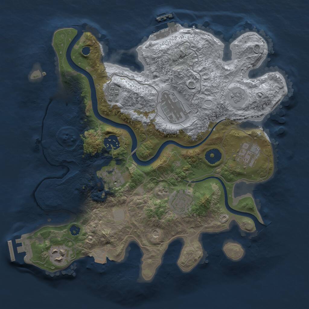 Rust Map: Procedural Map, Size: 3000, Seed: 383078693, 12 Monuments